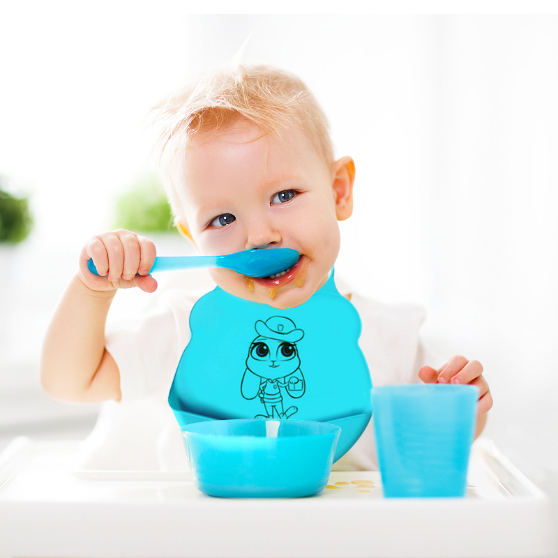 Salopete pentru copii, copii siliconici \\\\\\\\\\\\\\, salopete drool pentru copii ușor de curățat pentru a hrăni Snacks Bag Fallen Collection, silicon moale reglabil