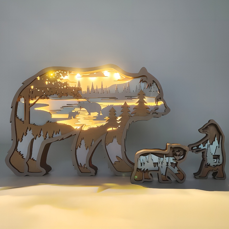 3D ornamente de animale polare din lemn polar