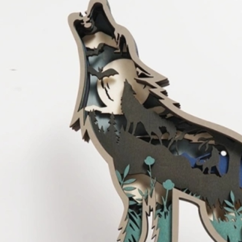 Lupul animal din lemn 3D