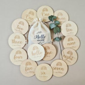 Artefact din lemn gravidă pentru bebeluși luna de epocă din lemn din lemn lunar card comemorativ card de creștere