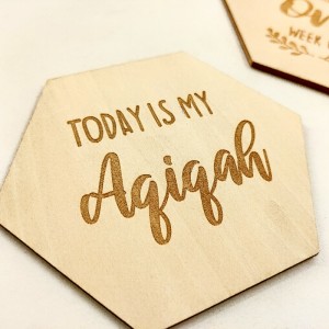 Card de reper din lemn cu laser din lemn sculptat poligon poligon copil \\\\ souvenir de ziua denaștere a lunii pentru copii