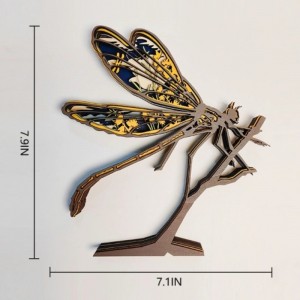 Decorare Dragonfly din lemn de animale 3D