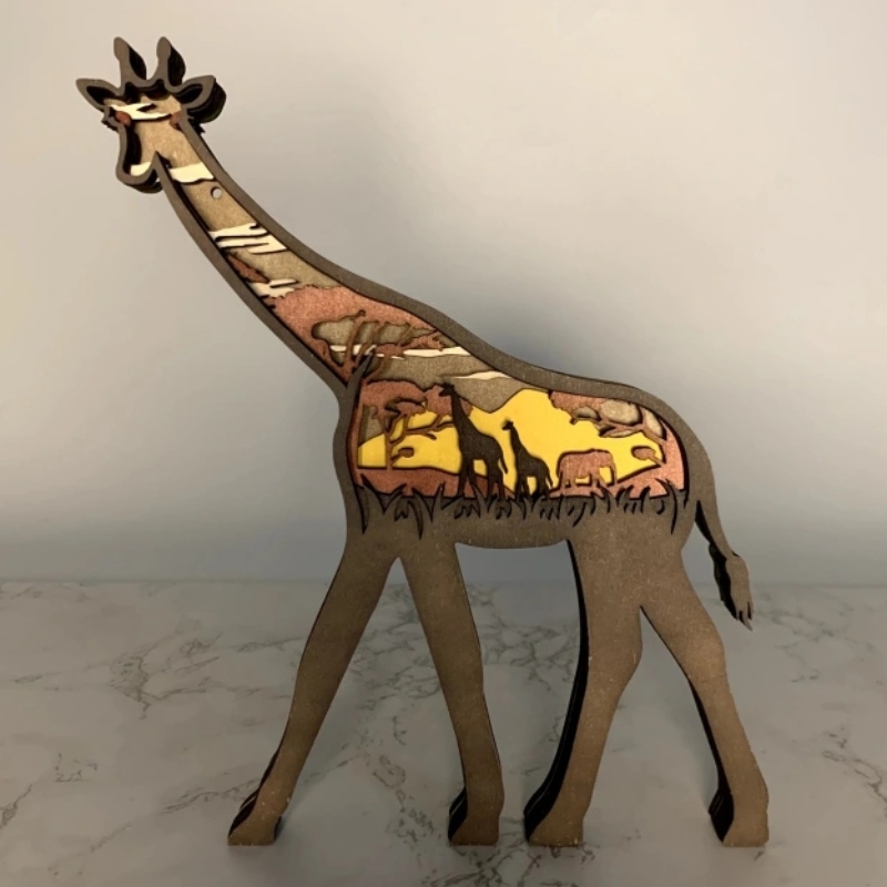 Girafă din lemn de animale 3D