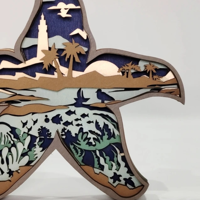 Ornamente de stele de stele din lemn 3D