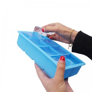 Silicon cu eliberare ușoară și flexibile 8 tăvi mari de cuburi de gheață, certificate cu materii prime, BPA fără cuburi de gheață cu topire lentă pentru whisky, cocktailuri și sucuri, ușor de curățat