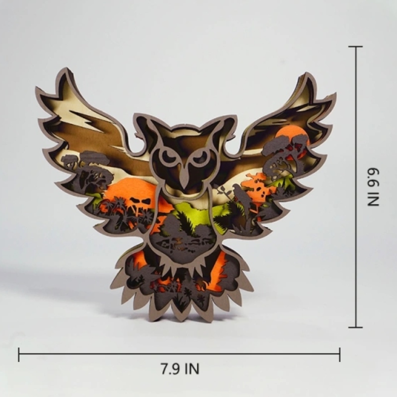 Ornamente de lemn cu bufniță pentru animale 3D