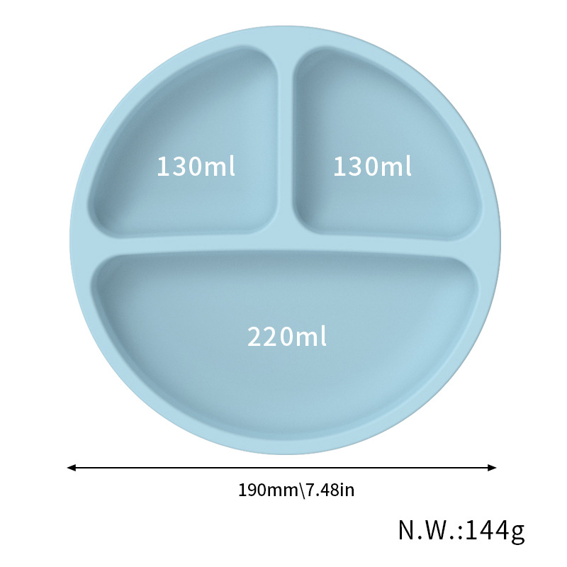 Silicon Copiii pentru copii Cupa de aspirație integrată compartimentată siliconică farfurie din silicon