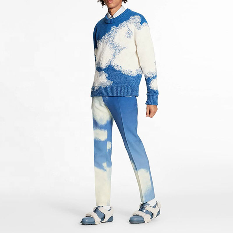 Îmbrăcăminte viguroasă pentru bărbați personalizați Producător de tricoturi groase Jacquard pulovere colorblock Pulover pentru om pentru om