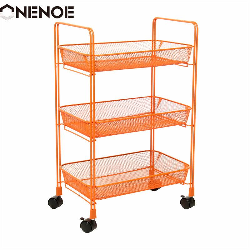 Onenoe Design Modern Metal Metal Organizator de depozitare pe 3niveluri de depozitare multi-Utilizare Utilitate Rolling Bucătărie Heavy Duty Atabilitate puternică Cărucior de depozitare cu coșuri cu coșuri