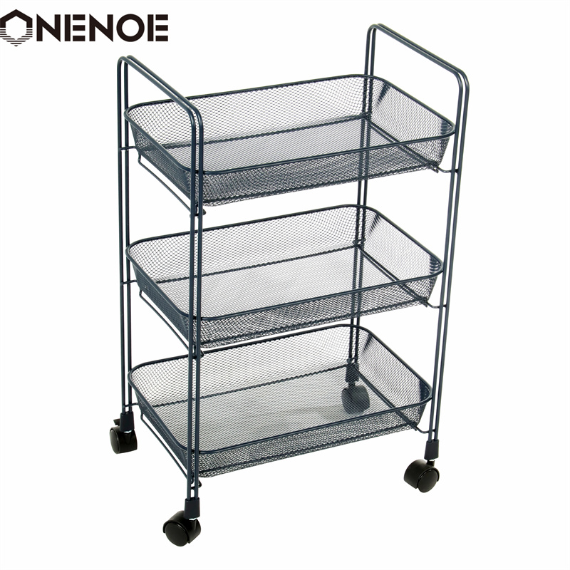 Onenoe Design Modern Metal Metal Organizator de depozitare pe 3niveluri de depozitare multi-Utilizare Utilitate Rolling Bucătărie Heavy Duty Atabilitate puternică Cărucior de depozitare cu coșuri cu coșuri