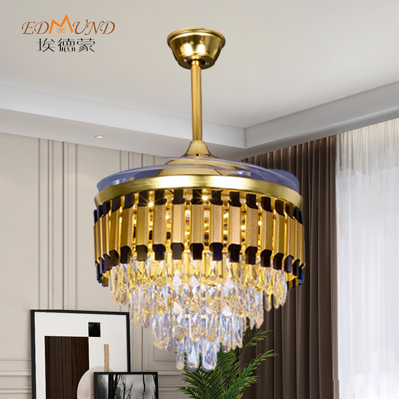 Ventilator de plafon K011 cu lumină cu lumină cu o culoare de 42 inci 3 de culoare cu candelabrul ventilatorului de cristal de difuzor cu telecomandă