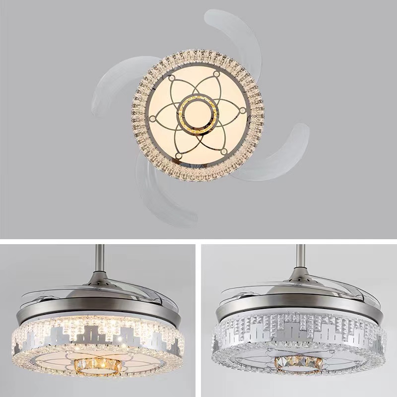 Ventilator de tavan K017 Candelabru cu lumină cu Culoare de 42 inci 3 de la distanță cu candelabrul ventilatorului de cristal de difuzor