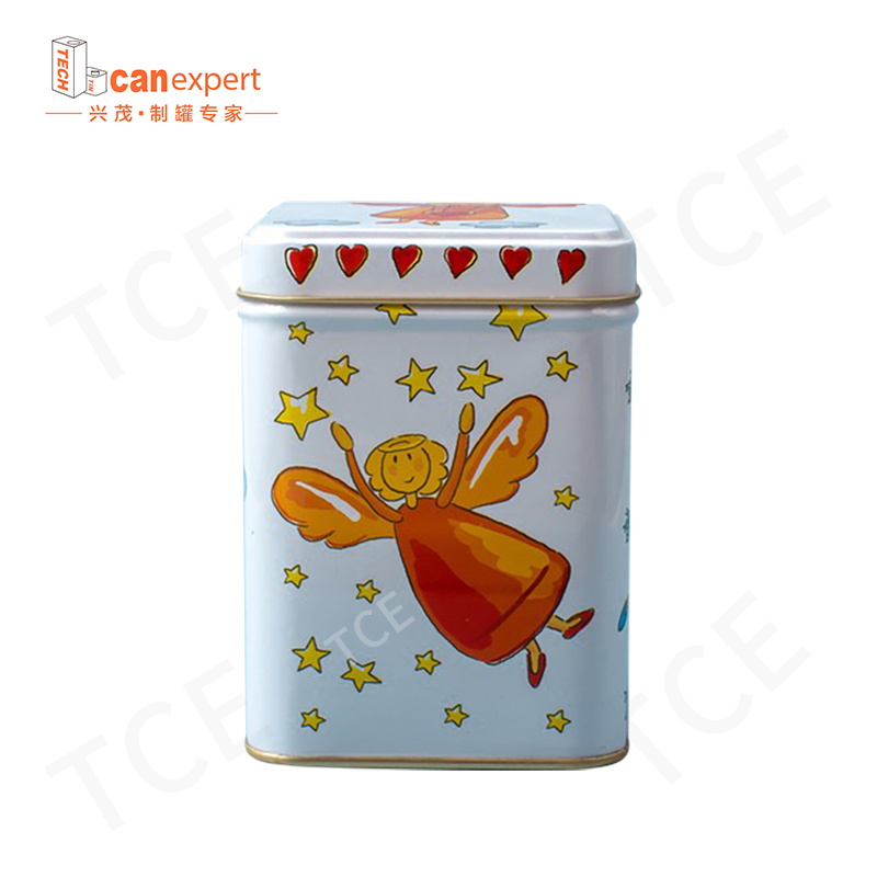 Small Square Dreptunghi Metal Food Grad Grade Solding Self Selional Can Can Imprimat Ambalaj cu capac pentru ceai