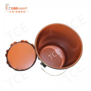 Vopsea din metal cu metal personalizat oțel cu găleată din oțel alb de acoperire albă cu mâner și capac de flori