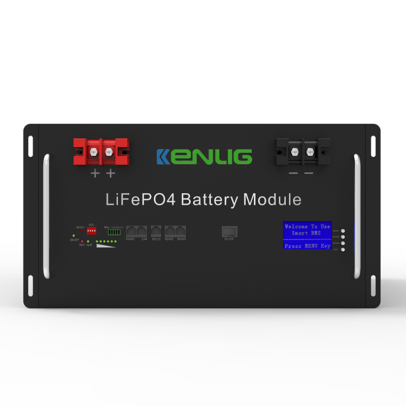 Montat pe raft 48V 100/150 200AH LIFEPO4 Aparate de acasă Stackable RS232/RS485/CAN Comunicare cu încărcare rapidă cu ioni cu ioni cu LCD