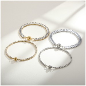 Europa și Statele Unite Tendință Titanium Oțel Square Zircon Ins Wind Hand Ornamente din oțel inoxidabil Stone cu un singur rând Diamond Magnet Femeie Brățară cataramă