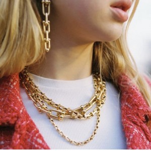 Colier cu lanț gros feminin Europa și Statele Unite Ins Light Luxy Nișă de Luxe Lanț Collarbone