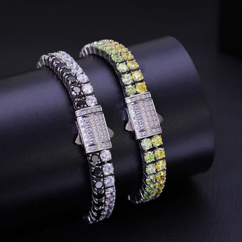 Brățară de tenis cu diamante cu diamante cu diamante dublu cu un rând dublu, fără tarnare cu diamante de înaltă carbon