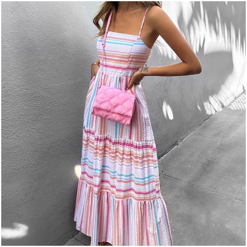 Rochie boho pentru femei cu dungi