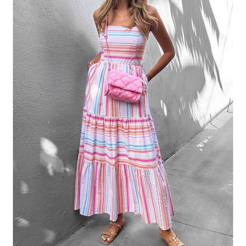 Rochie boho pentru femei cu dungi