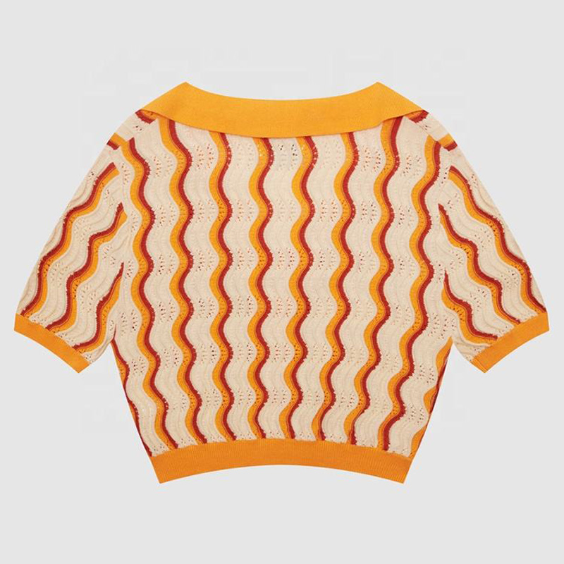 2023 Proiectarenouă pentru femei personalizate \\ tricotaje v tricot got desăvârșit culoarea solidă tricouri de vară de primăvară pulover cu mânecă scurtă tricotată cu mânecă tricotată
