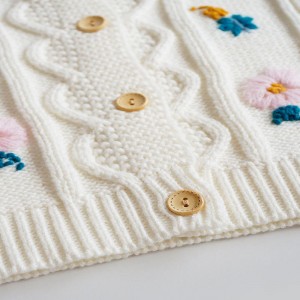 Broderie de mână pură cu mâneci lungi tricotate pentru copii