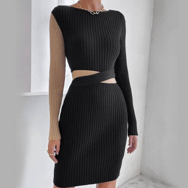 OEM Fashion Design Fancy Stil Sexy Pulover Rochie 7GG V Neck Anti-pilling Hip Hop Knit Femei Tinere Pulover Rochie