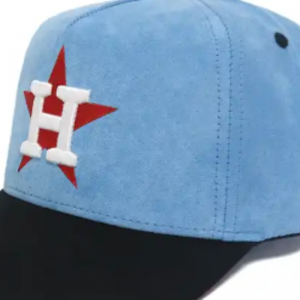 Hot Hat Design 5 Panouri din piele de căprioară albastru șinegru de baseball cu logo personalizat broderie plat și pălării de broderie cu puf 3D