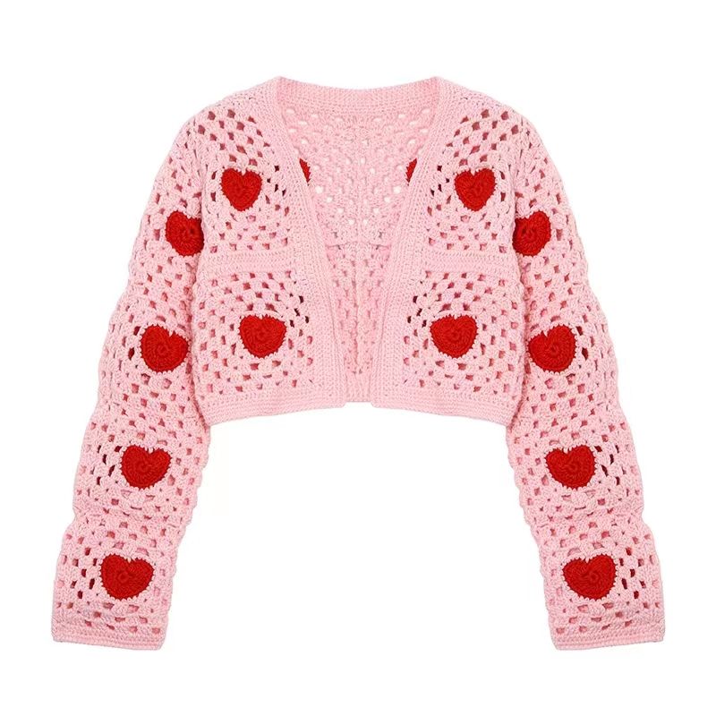 Pulover de croșetat scurt Pulover feminin Love Brodnity Cardigan Pulover de cardigan