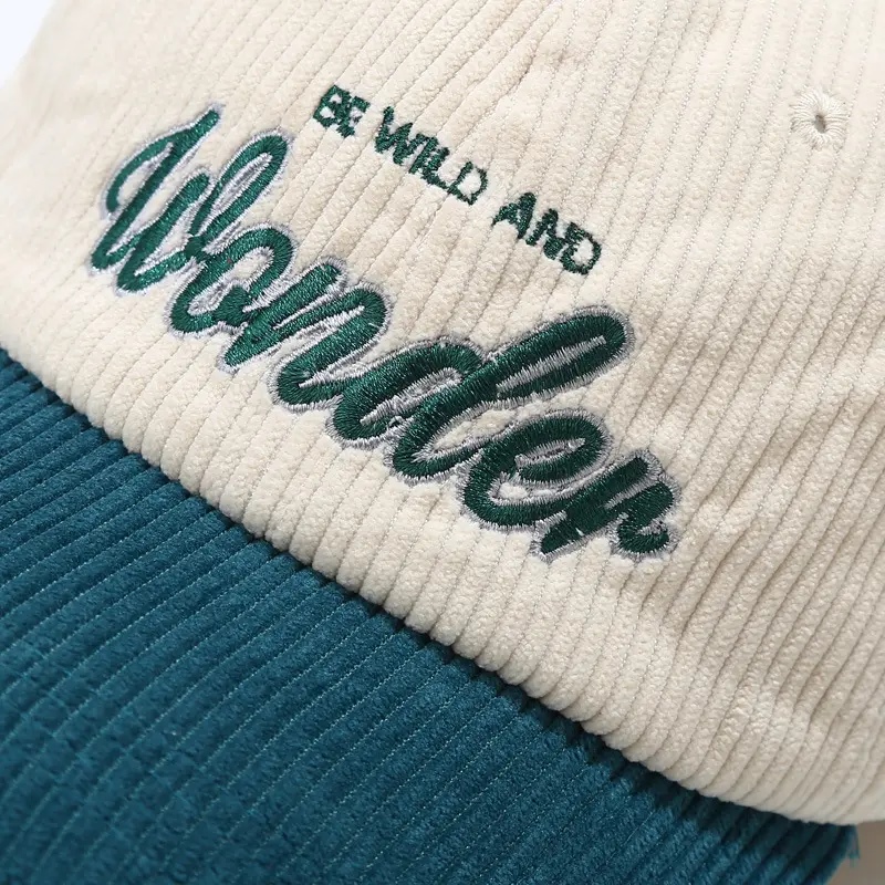 En -gros de broderi personalizate logo corduroy tad hat vintage 6 panou pălărie de baseball la modă pălării de baseball casual