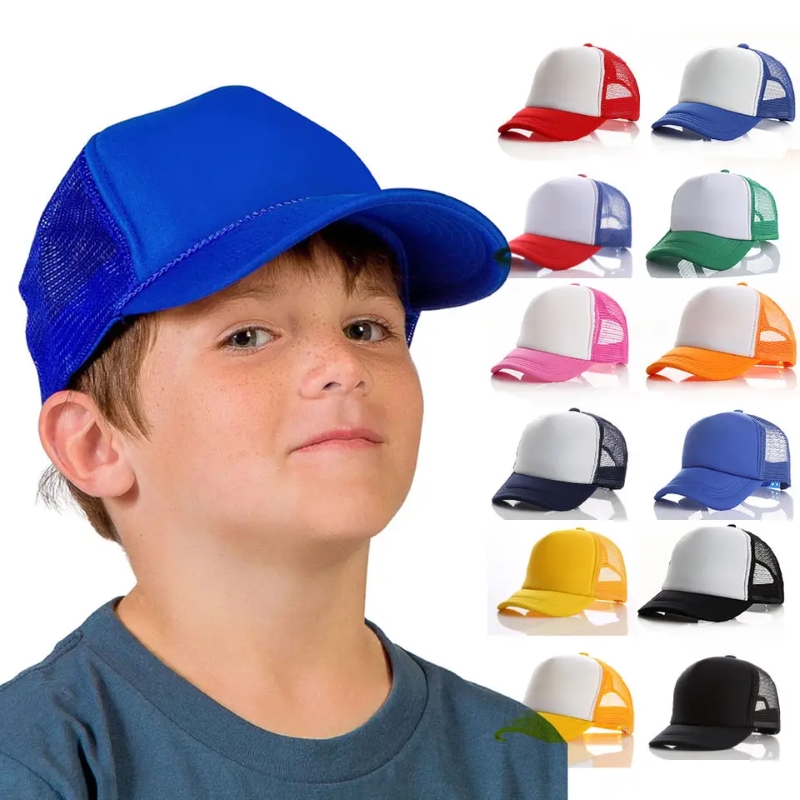 En-gros reglabil snapback clasic unisex unisex pentru tineri cu o singură dimensiune de plasă de plasă curbă Bill Poly-foam Trucker Front Trucker pentru copii