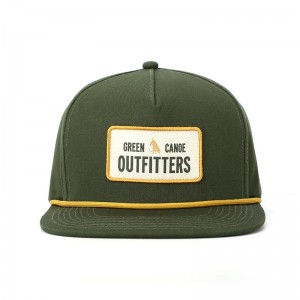OEM Custom de înaltă calitate Classic 5 Panouri Armată Green Bumbac Broderie Woven Patch Logo Logo Snapback Hat Bat