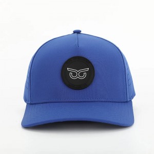 Noua modă Custom PVC Patch logo 5 panouri pălărie de golf poliester impermeabil, tăiat cu laser, tată perforat Gorras, șapcă de baseball cu frânghie