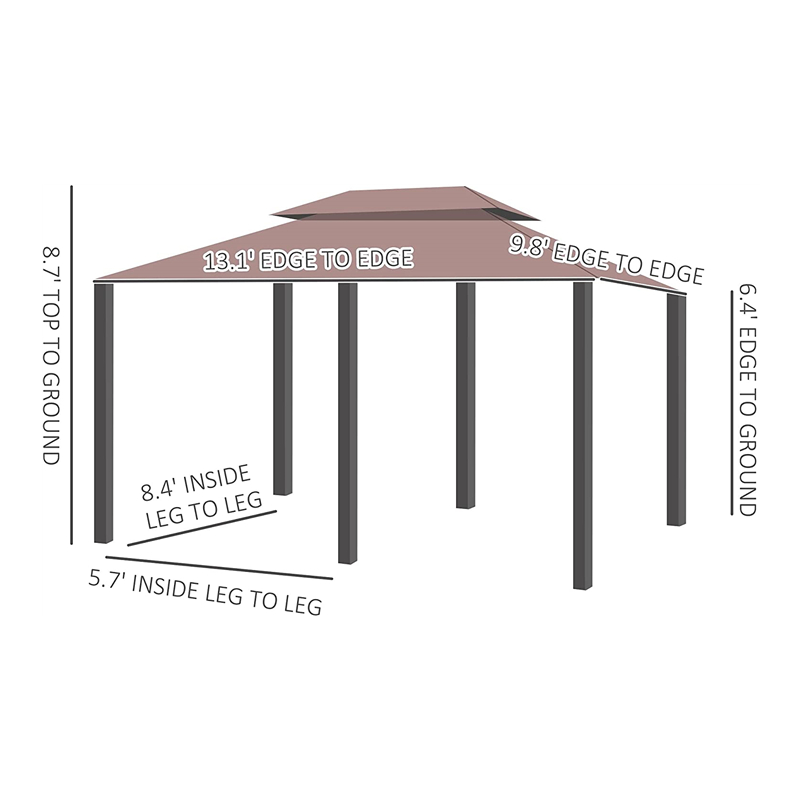 10 \\ 'x 13 \\' foișor pergola moale în aer liber, cu perdele, foișor cu ramă de oțel cu 2niveluri