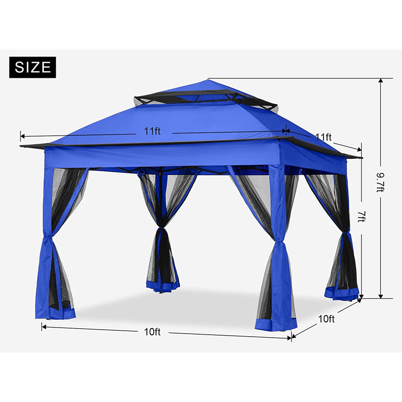 Consumabile de grădină Pergola aluminiu din foișor în aer liber, activitate în aer liber, cu plasă de țânțari, albastru