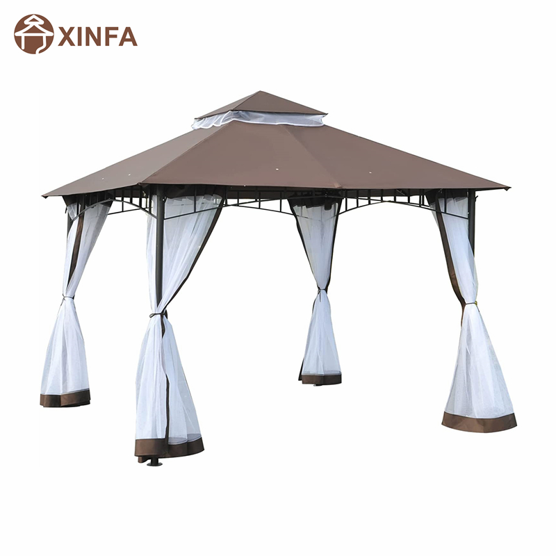 10 \\ 'x 10 \\' Patio în aer liber Canopy Canopy Canopy cu pereți laterali de plasă, baldachin pe 2niveluri pentru curte, cafea