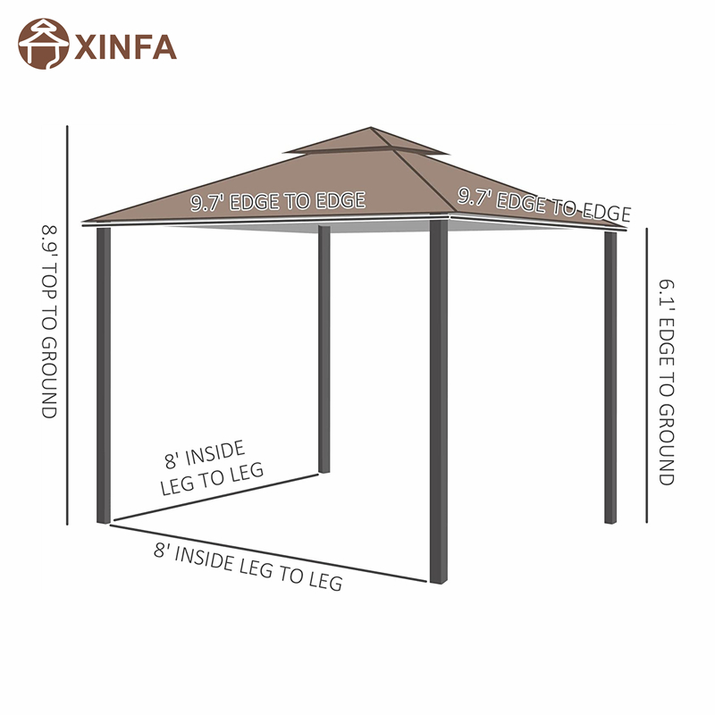 10 \\ 'x 10 \\' Patio în aer liber Canopy Canopy Canopy cu pereți laterali de plasă, baldachin pe 2niveluri pentru curte, cafea