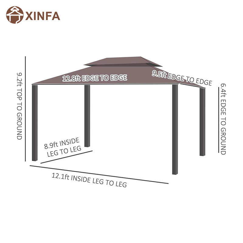 10 \\ 'x 13 \\' Patio foișor dublu acoperiș în aer liber adăpost de baldachin cu rețea&perdele, cafea