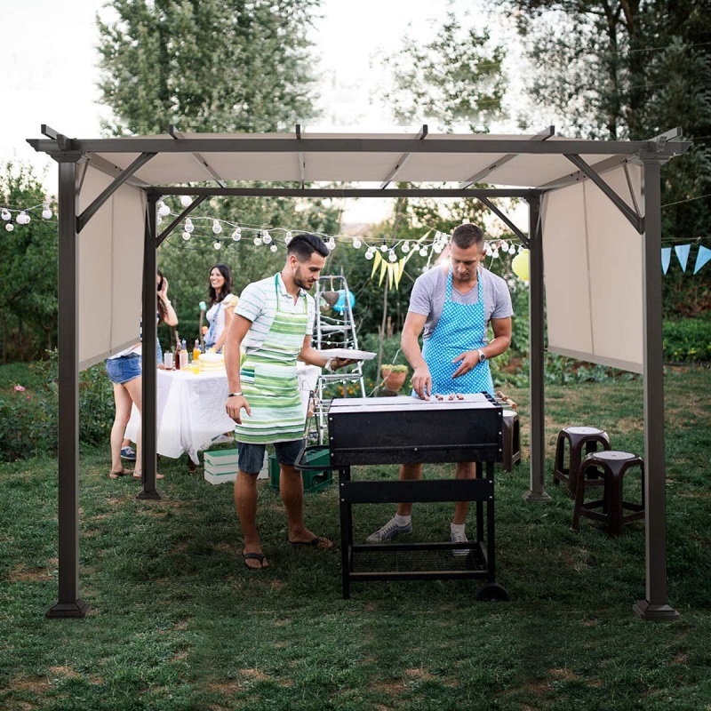 10 \\ 'x 10 \\' Pergola în aer liber, structură denuanță de mobilier de terasă, foișor pergola din oțel exterior cunuanțe de baldachin retractabile