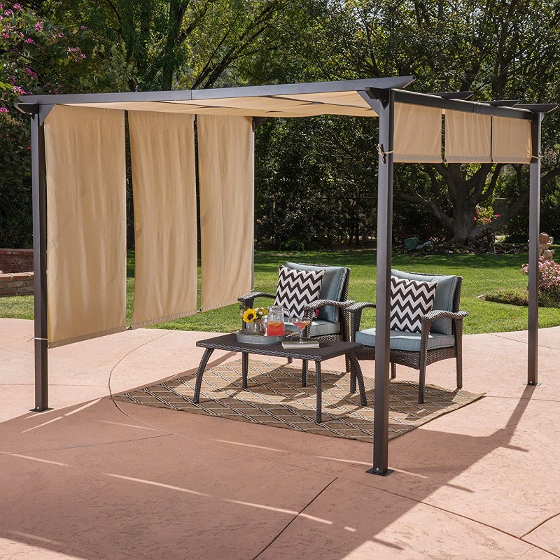 10 \\ 'x 10 \\' retractabile pergola cort de foișor de pergola casă dione oțel în aer liber încadrat, maro