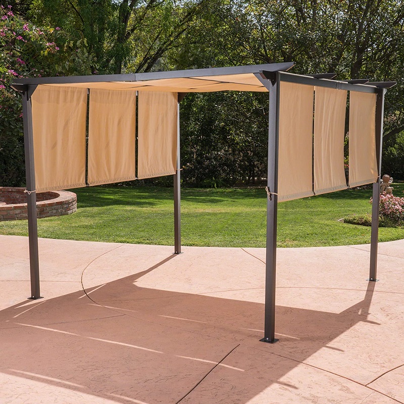 10 \\ 'x 10 \\' retractabile pergola cort de foișor de pergola casă dione oțel în aer liber încadrat, maro