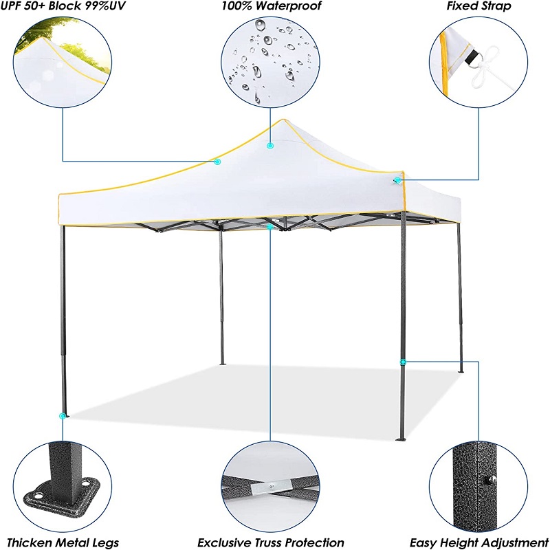 10x 10 Canopy cort pop -up comercial instantaneu instantaneu cort cu apă impermeabil pentru petreceri în albul alb