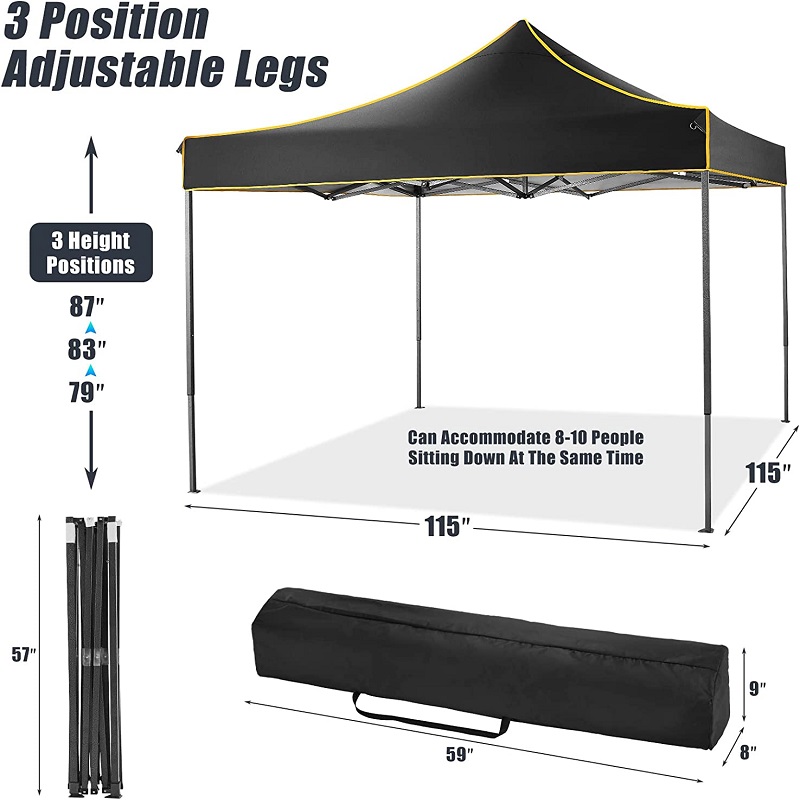 10x 10 Canopy Canopy Canopy Canopy Comercial Instantaneu Canopy Canopy Canopy Canopy pentru petreceri Black Black
