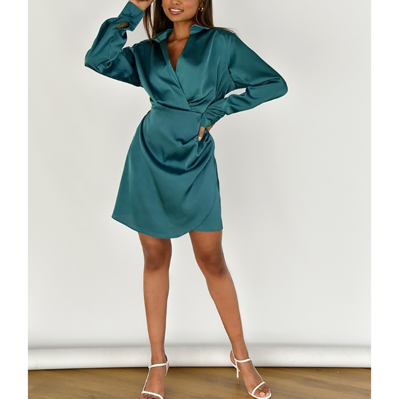 Rochie de fustă din talie sexy din satin de înaltă calitate