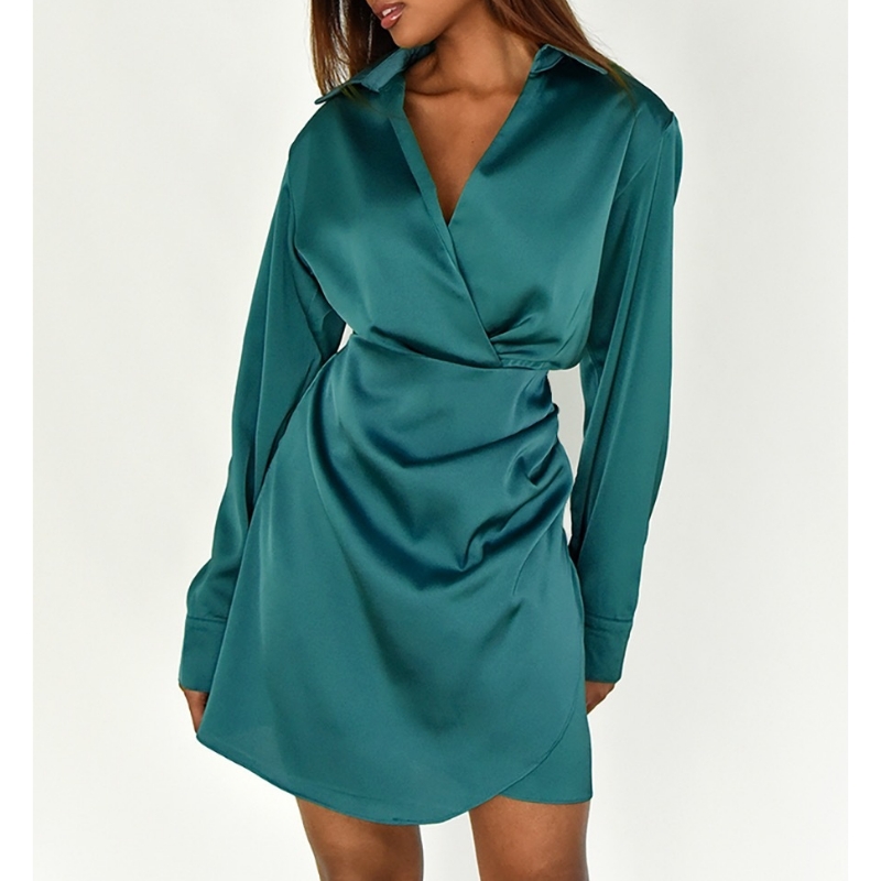 Rochie de fustă din talie sexy din satin de înaltă calitate