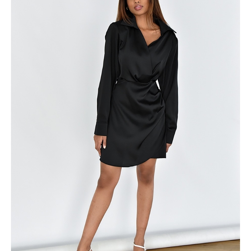 Rochie de fustă din talie sexy din satin de înaltă calitate