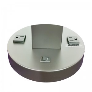 Două tonuri lampa de masă de finisajnegru și periat cunichel cu un comutator de balansoar ON/off și două prize convenabile la camera de oaspeți