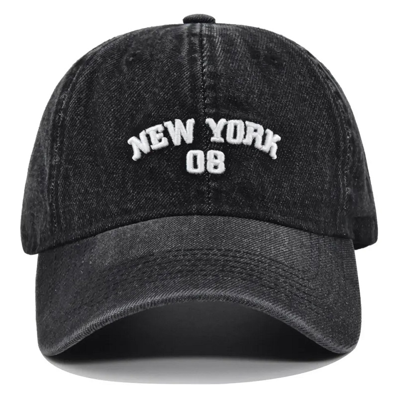 Logo personalizat de înaltă calitate spălat în suferință 100% bumbac 6 panou brodat Bill Old Cowboy Baseball Cap Jeans Blay