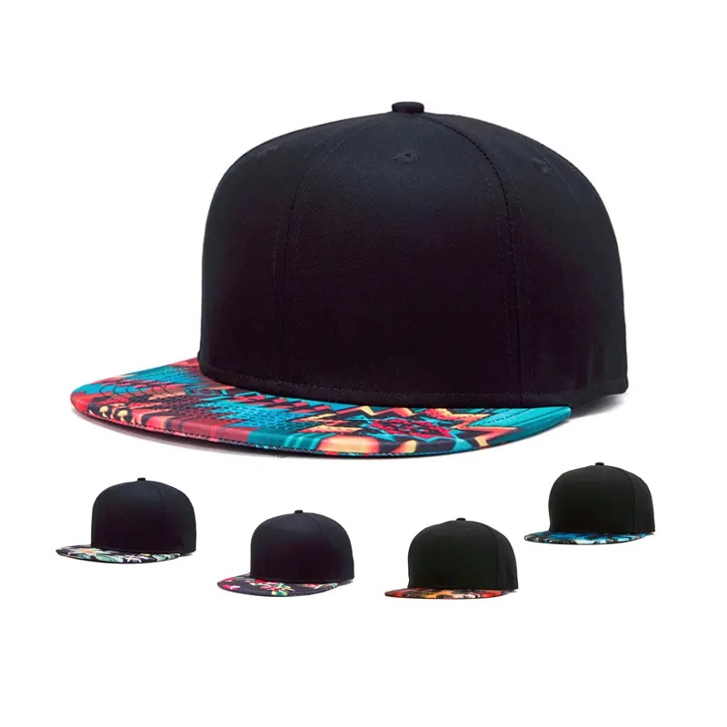 Imprimare 3D Snap Back Brim Brim Hat Street Dance Hip Printing Flat Bill Hawaiian Hats Proiectați -vă propriul capac Snapback/hat