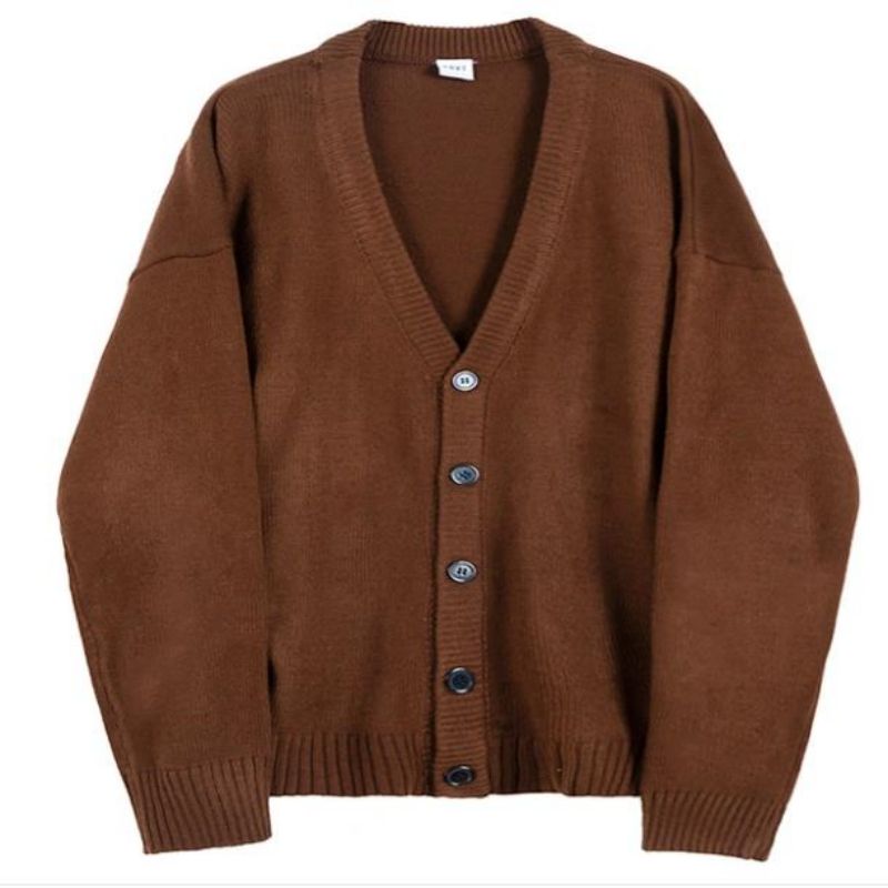 Fall/winter cu mânecă lungă tricotat cardigan cardigan v-gât în ​​top-ul bărbaților